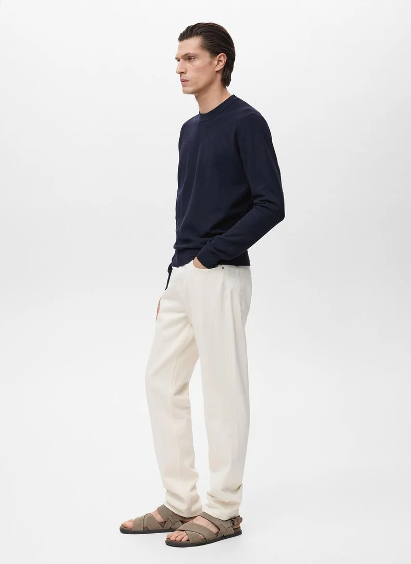 Mango Man Microstructured cotton knitted sweater