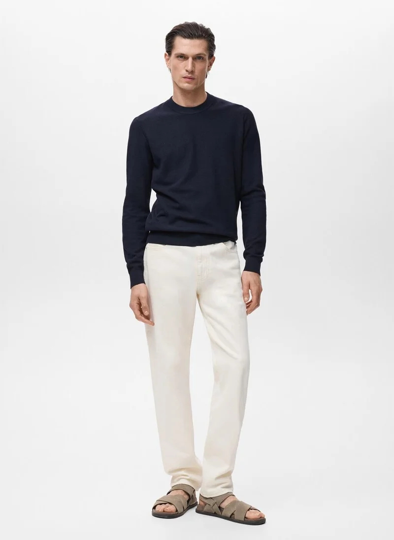 Mango Man Microstructured cotton knitted sweater