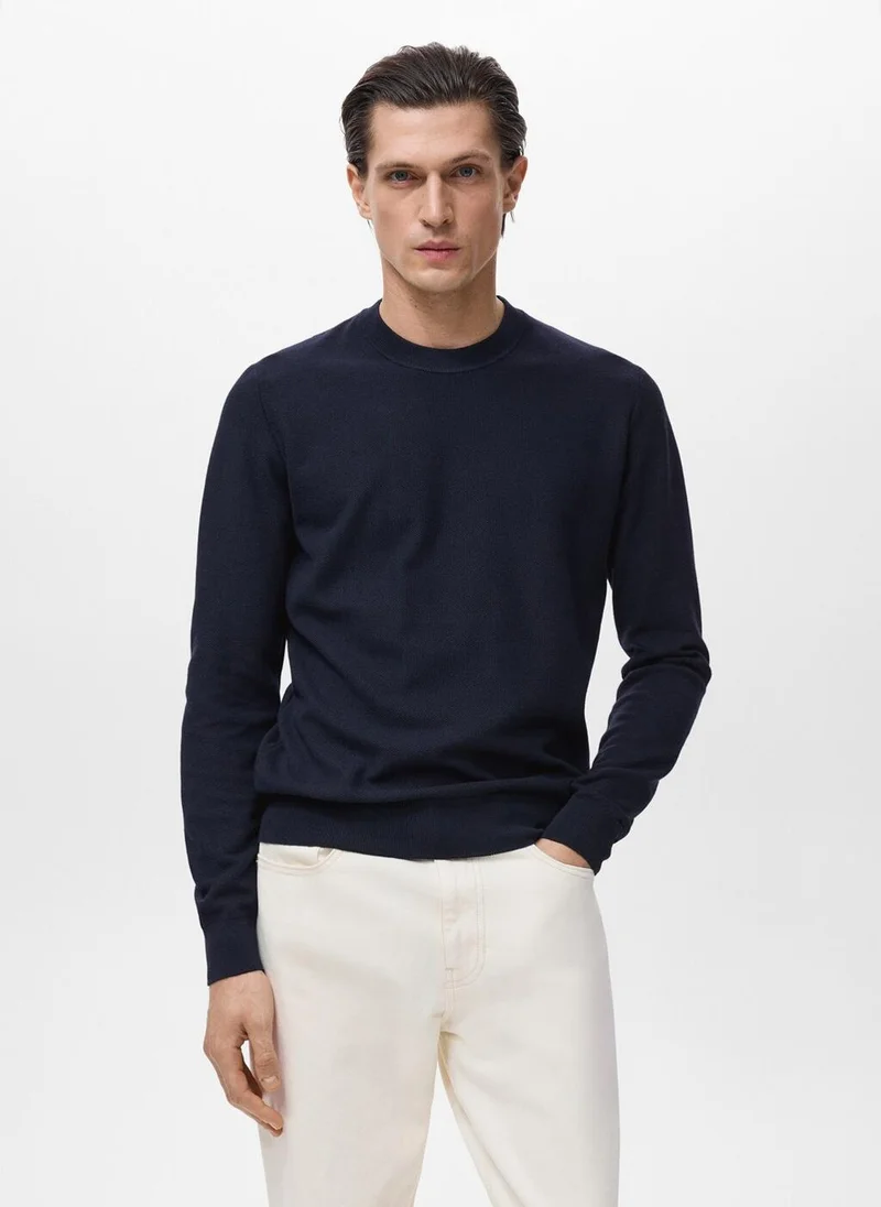 Mango Man Microstructured cotton knitted sweater
