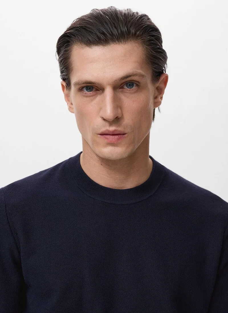 Mango Man Microstructured cotton knitted sweater