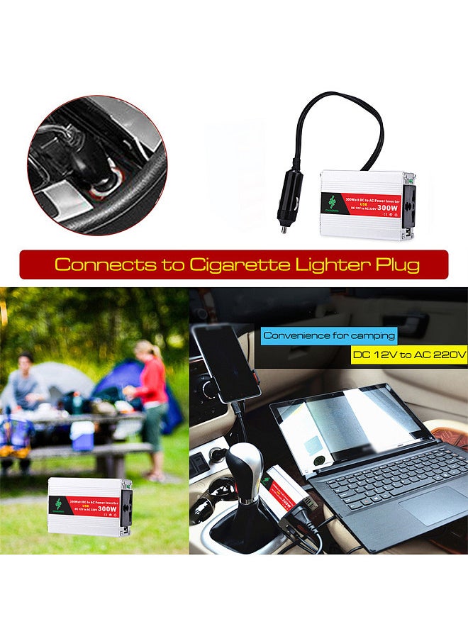 Generic Portable Inverter Car Power Inverters DC12Volt To AC220Volt Transformer 300W Car Power Converter USB Adapter Auto Inverters  - Image 2