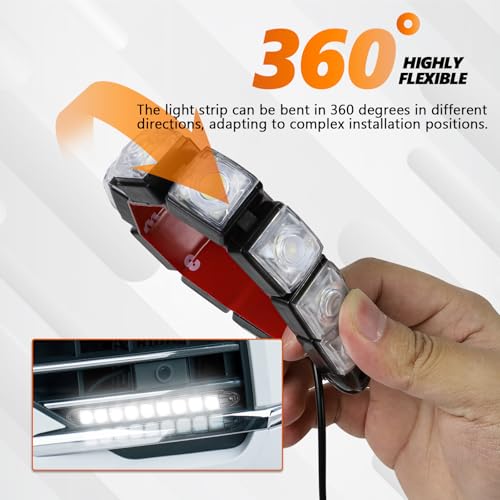 Wogomz 2PCS 9 LED Daytime Running Strip Lights, Bright 12V Car DRL Strip Light Kit, Flexible Spot Light Fog Lamp, Waterproof Vehicle Clearance Light Universal for Truck SUV Car - Image 3