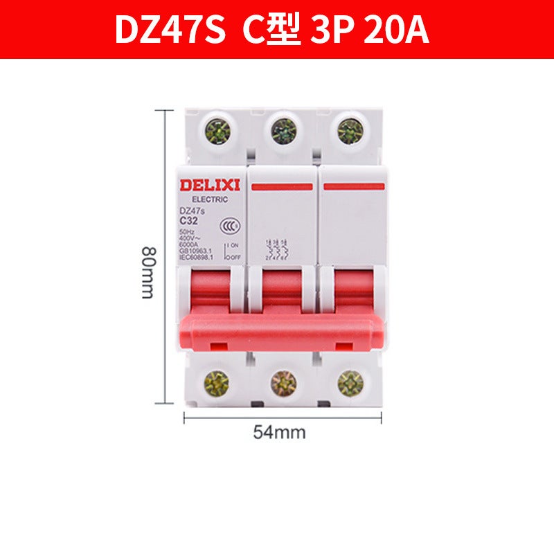 Delixi Dz47S 1P Air Switch 2P Household 32A40A Three-Phase 3P Industrial Circuit Breaker 4P Air Switch - Image 1