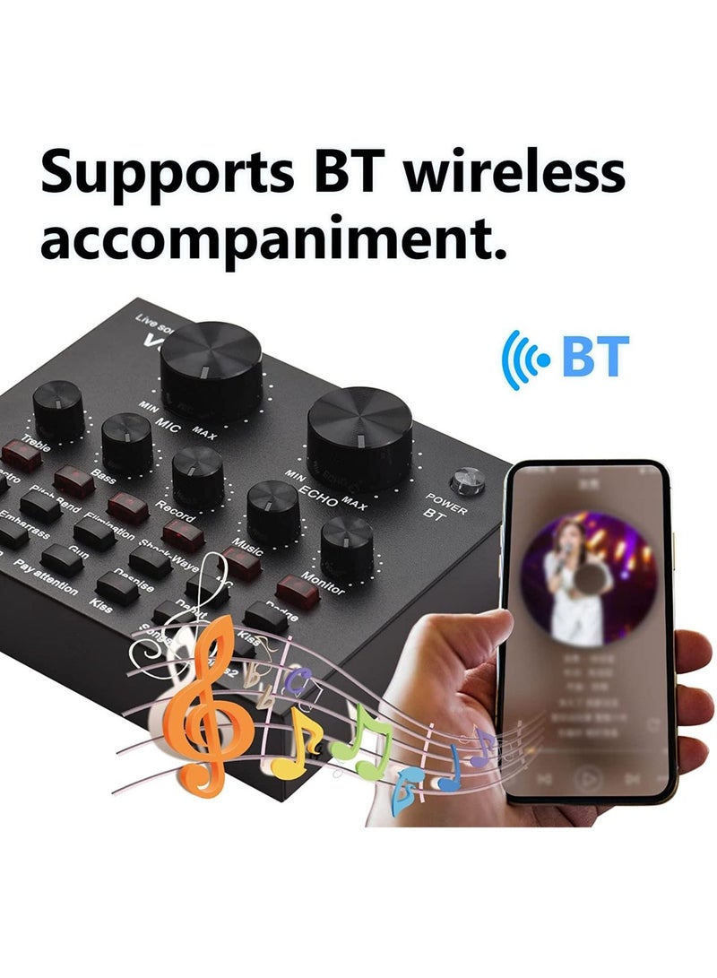 LEDIN V8 Multifunctional Live Sound Card USB Audio Interface Intelligent Volume Adjustable Audio Mixer Sound Card for Recording Hosting Speech  - Image 3