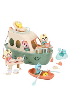 Y&D Toddler Pet Pretend Play Set Boat Baby Toy, Cat Toy for Girls and Boys, , 31Pcs Sailing Kitten Figurines, Kids Gifts 3 4 5 6 7 8 9 STEM Educational Interactive Birthday Gift  - Image 1