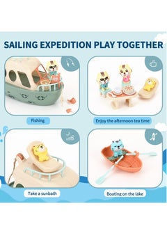 Y&D Toddler Pet Pretend Play Set Boat Baby Toy, Cat Toy for Girls and Boys, , 31Pcs Sailing Kitten Figurines, Kids Gifts 3 4 5 6 7 8 9 STEM Educational Interactive Birthday Gift  - Image 2