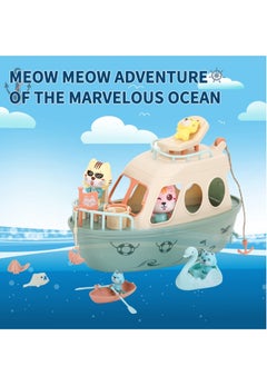 Y&D Toddler Pet Pretend Play Set Boat Baby Toy, Cat Toy for Girls and Boys, , 31Pcs Sailing Kitten Figurines, Kids Gifts 3 4 5 6 7 8 9 STEM Educational Interactive Birthday Gift  - Image 4