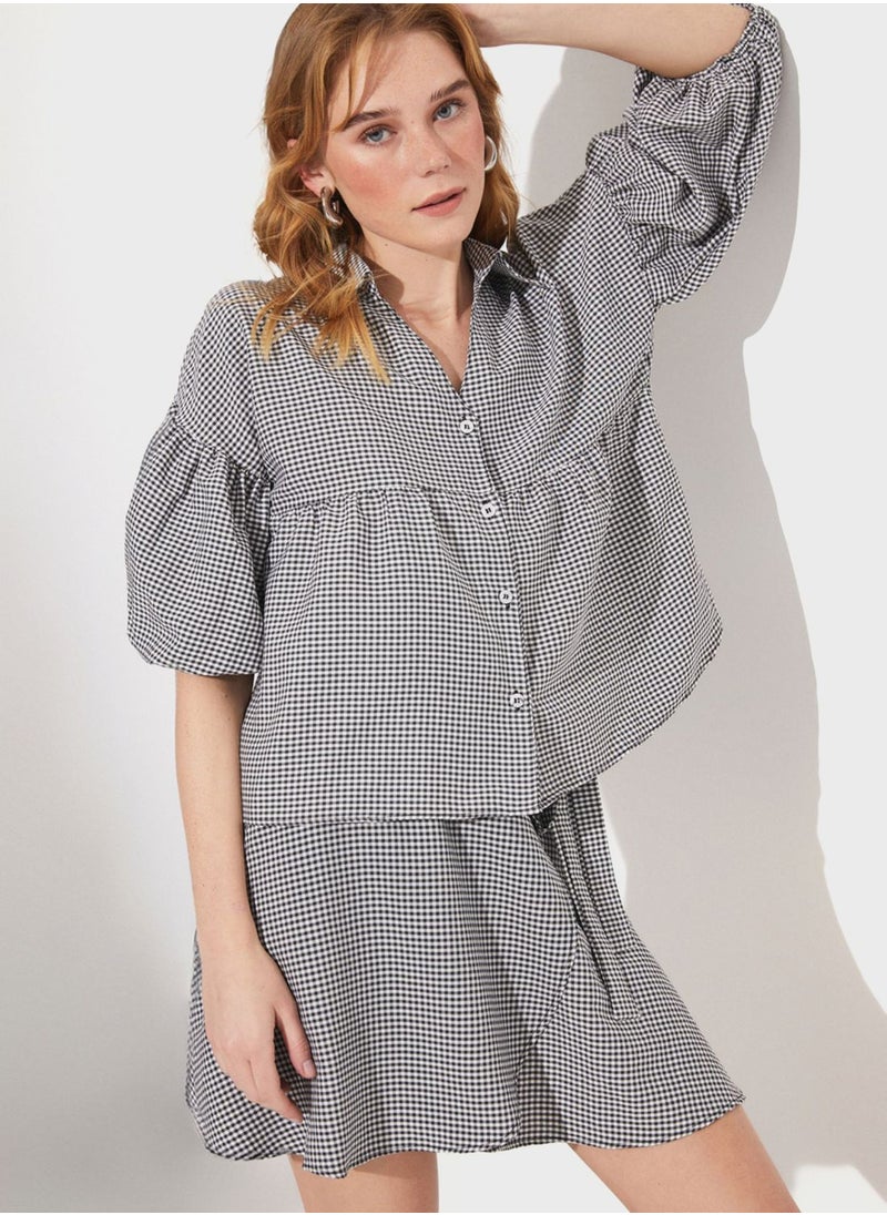 JUNE - Checked Wrap Skirt - Image 1