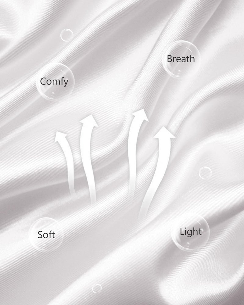 Vlazom Women's Kimono Robes Satin Short Style with Oblique V-Neck Robe (White, Small) - Image 4