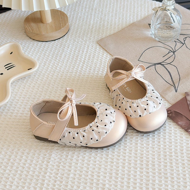 Girls'' Korean-Style Polka Dot Mesh Lace Leather Shoes 2026 Spring and Autumn New Soft-Soled Shallow Single Shoes Princess Shoes Stylish - Image 3