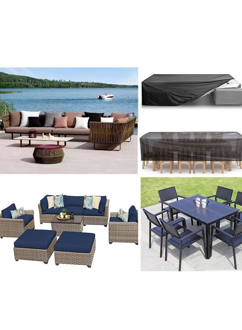 رولستيمي غطاء أثاث الفناء المقاوم للماء باللون الأسود، غطاء أثاث حديقة أكسفورد، مضاد للأشعة فوق البنفسجية، مقاوم للرياح، مقاوم للغبار، مقاوم للحرارة 270*180*89 سم - Image 4