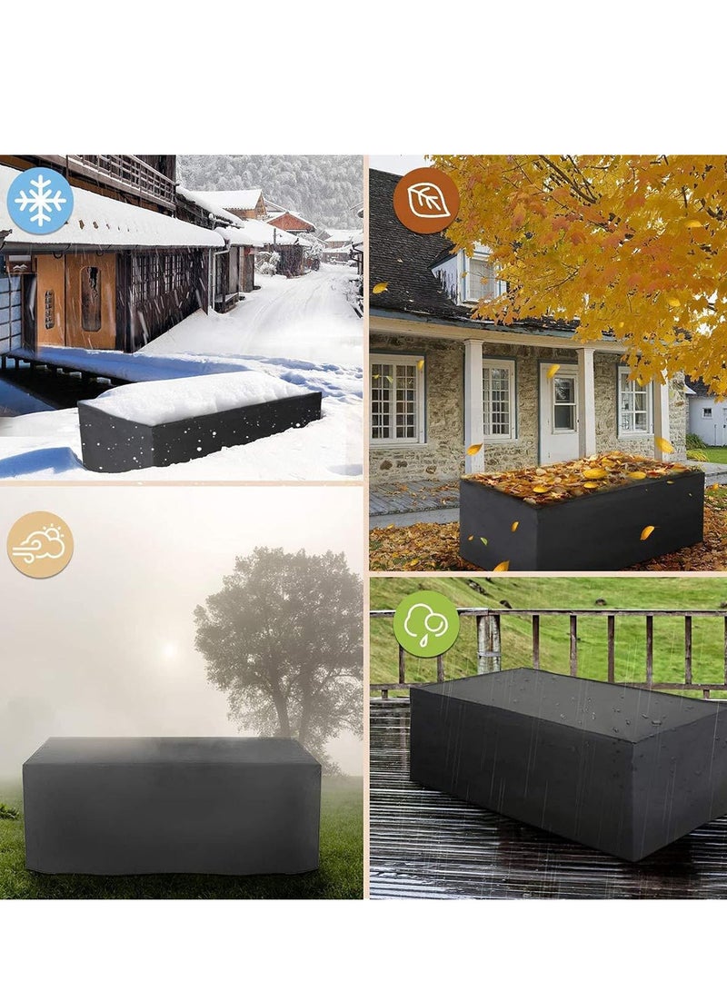 رولستيمي غطاء أثاث الفناء المقاوم للماء باللون الأسود، غطاء أثاث حديقة أكسفورد، مضاد للأشعة فوق البنفسجية، مقاوم للرياح، مقاوم للغبار، مقاوم للحرارة 270*180*89 سم - Image 5