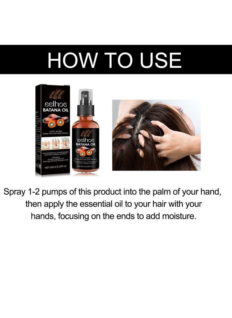EELHOE - Batana Oil for Hair Growth  Batana Oil - Batana Oil Organic for Healthy Hair - Repair Damaged Hair, Nourishes Thin Hair Scalp Skin and Loss Hair Growth Fir for All Hair Types - 30 ml - Image 1