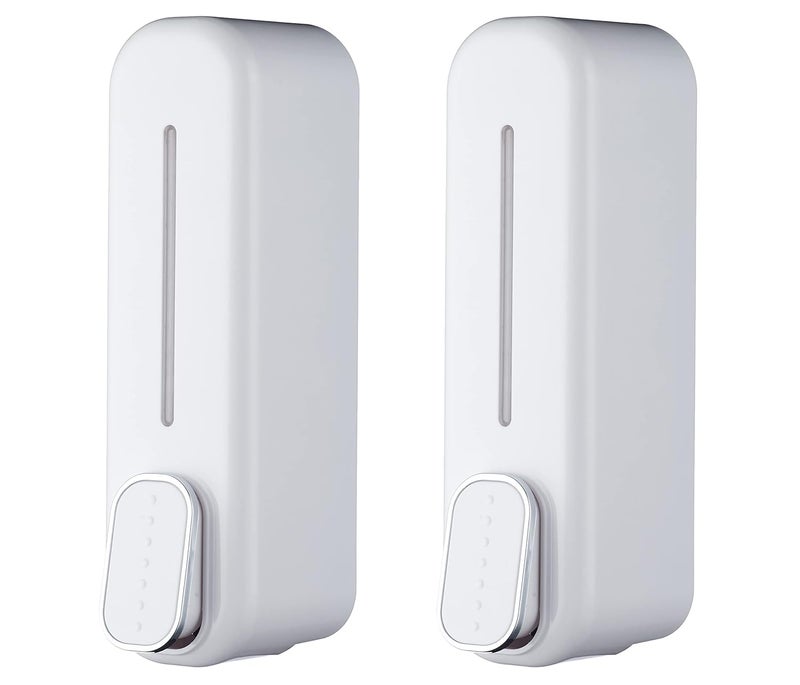 BATH GURU Abs Wall Mounted Shampoo Sanitizer Lotion Hand Dish Wash Gel Liquid Soap Dispenser for Bathroom Kitchen Pack of 2 (350 Ml, White) - Image 1