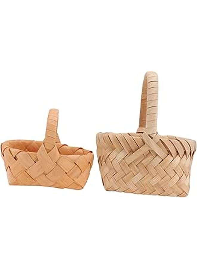 2 Pcs Handwoven Mini Flower Baskets Khaki Wedding Decor For Photography Floral Arrangements - Image 1