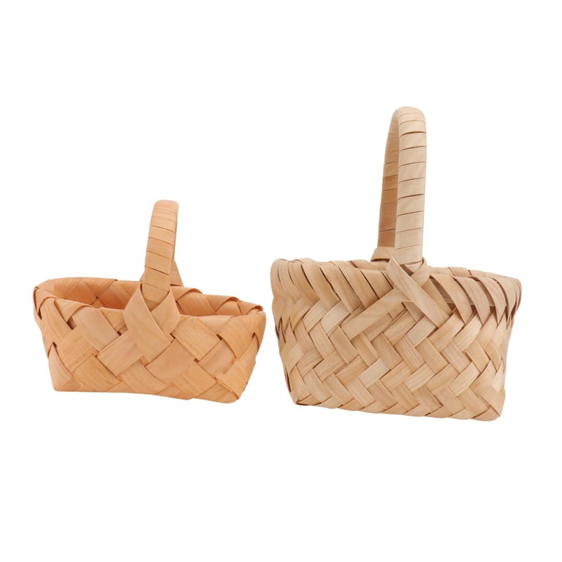 2 Pcs Handwoven Mini Flower Baskets Khaki Wedding Decor For Photography Floral Arrangements - Image 2