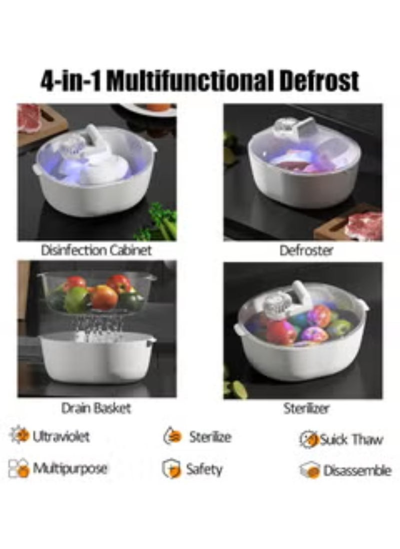 Generic - 4 in 1 Defrosting Tray for Frozen Meat Fast Thawing Plate Board Meat Defroster with Dual-Layer Draining Basket Airtight Food Preservation and thawing Machine for Frozen Meat Chicken Fish Steak - Image 1