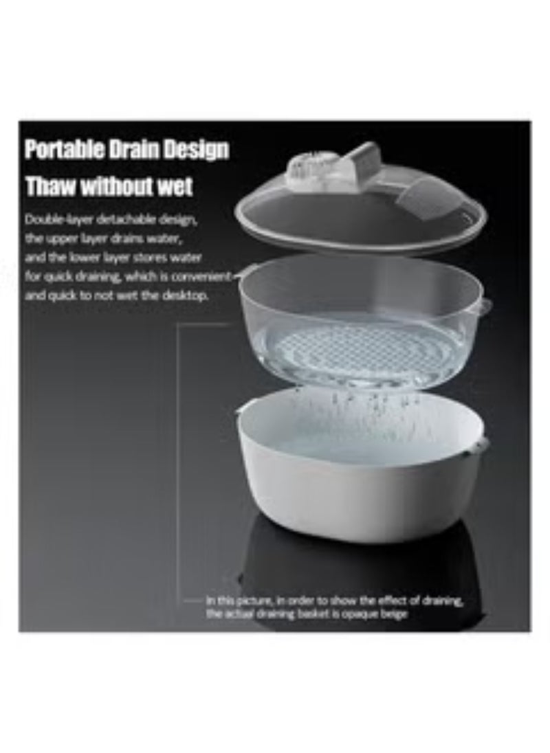Generic - 4 in 1 Defrosting Tray for Frozen Meat Fast Thawing Plate Board Meat Defroster with Dual-Layer Draining Basket Airtight Food Preservation and thawing Machine for Frozen Meat Chicken Fish Steak - Image 1