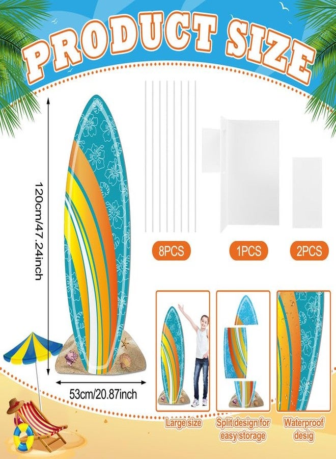 Geelin 47" H Surfboard Cardboard Cutout Stand up Summer Surfboard Party Decoration Hibiscus Pattern Tropical Outdoor Decoration Life Size Photo Prop for Beach Hawaiian Luau Pool Party Supplies - Image 2