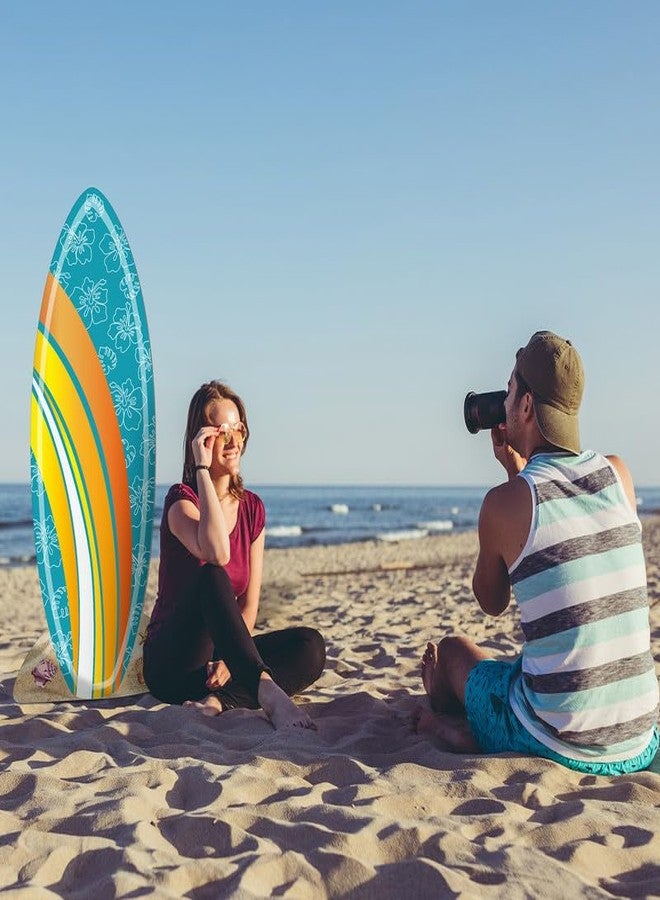 Geelin 47" H Surfboard Cardboard Cutout Stand up Summer Surfboard Party Decoration Hibiscus Pattern Tropical Outdoor Decoration Life Size Photo Prop for Beach Hawaiian Luau Pool Party Supplies - Image 5