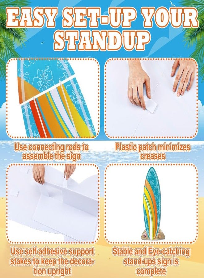 Geelin 47" H Surfboard Cardboard Cutout Stand up Summer Surfboard Party Decoration Hibiscus Pattern Tropical Outdoor Decoration Life Size Photo Prop for Beach Hawaiian Luau Pool Party Supplies - Image 3