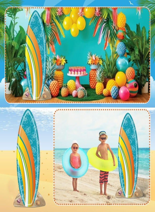 Geelin 47" H Surfboard Cardboard Cutout Stand up Summer Surfboard Party Decoration Hibiscus Pattern Tropical Outdoor Decoration Life Size Photo Prop for Beach Hawaiian Luau Pool Party Supplies - Image 4