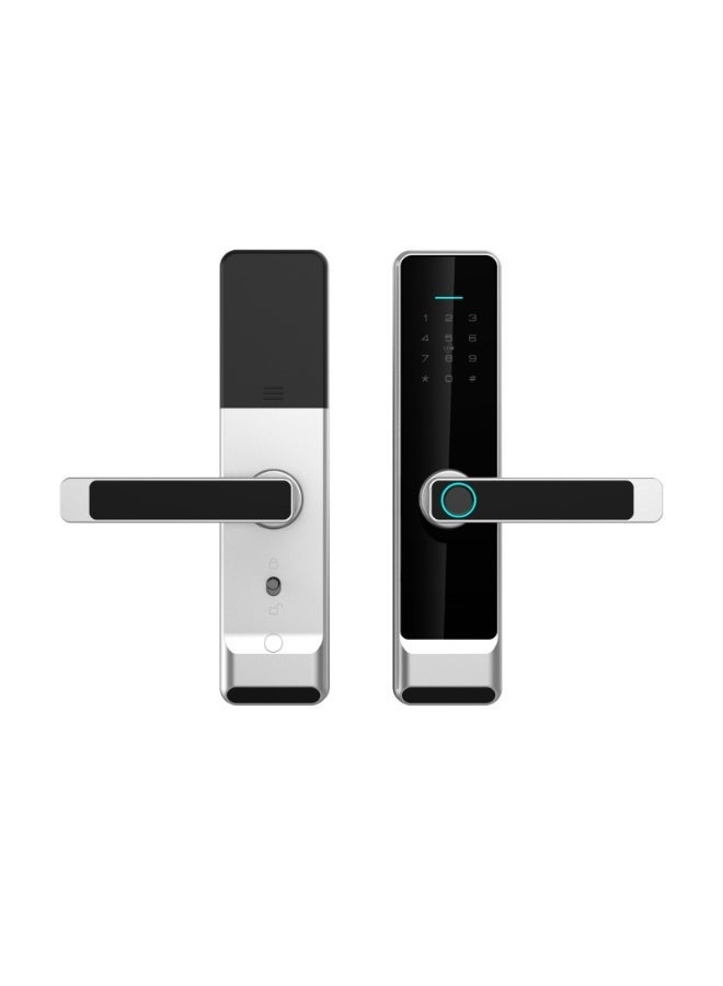 5-in-1 Smart Door Lock with TTlock & Tuya App, Fingerprint Digital Keyless Entry, WiFi Network Enabled Electronic Door Handle for Wood Door, Home & Airbnb Apartment Security (Silver) - Image 1