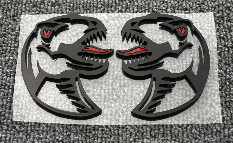 DecalRoom Pair New Velociraptor 3D Badge Emblems Right Left Decals Sticker Replacement for Raptor Universal Truck SUV Side Rear Front Hood Trunk Door Motorcycle Black Red - Image 2