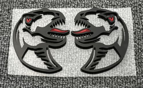 DecalRoom Pair New Velociraptor 3D Badge Emblems Right Left Decals Sticker Replacement for Raptor Universal Truck SUV Side Rear Front Hood Trunk Door Motorcycle Black Red - Image 1