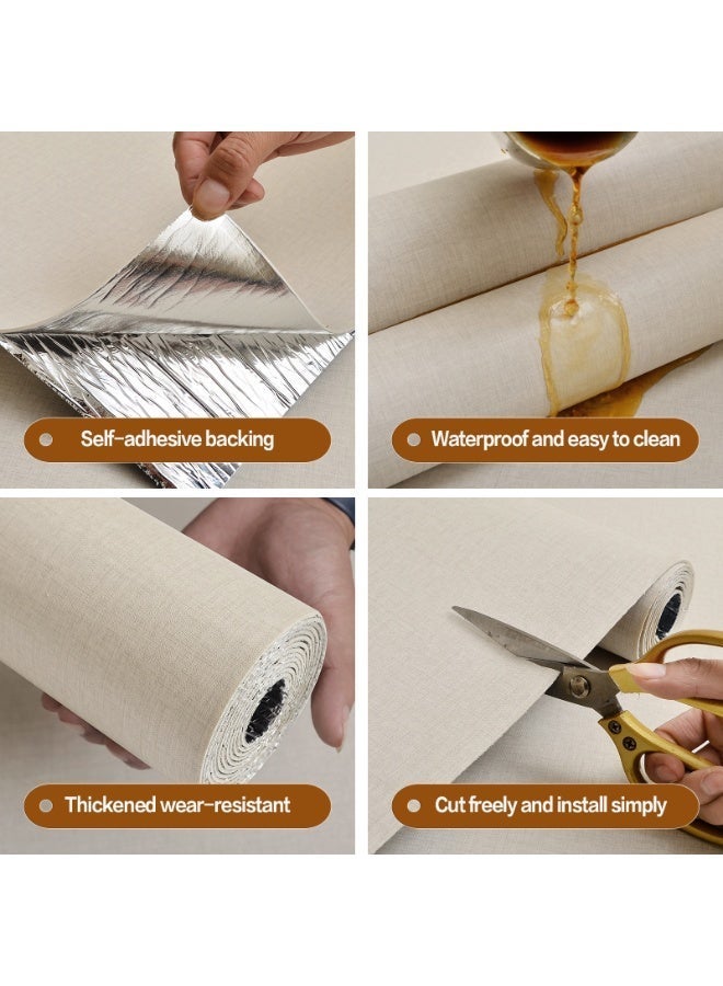 brievo Thick Foam Self-Adhesive Wall Sticker Roll, Beige Fabric Texture, 120cm x 300cm, 1 Roll, Peel & Stick Wallpaper, Waterproof & Oil-Resistant for Bedroom, Living Room, Kitchen, Bathroom - Image 4
