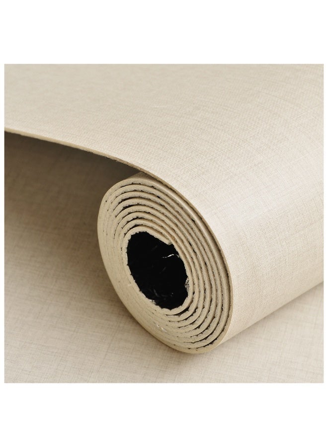 brievo Thick Foam Self-Adhesive Wall Sticker Roll, Beige Fabric Texture, 120cm x 300cm, 1 Roll, Peel & Stick Wallpaper, Waterproof & Oil-Resistant for Bedroom, Living Room, Kitchen, Bathroom - Image 1