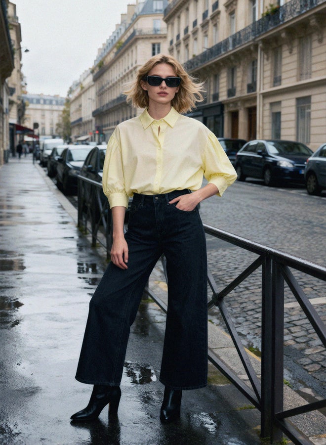 trendyol Yellow Balloon Sleeve Shirt - Image 2