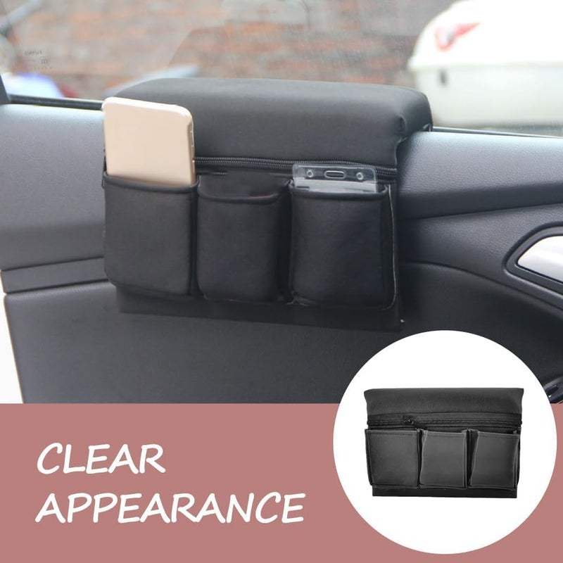 Odluzy Car Armrest Box Storage Bag - Multifunctional Leather Organizer for Most Cars, Black - Image 3