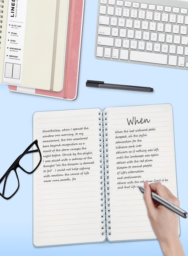 LACCHOUFEE Lined Spiral Journal Notebook, A5 Hardcover Leather Notebook for Work, 5.7''×8.2'', 100GSM Thick Paper Spiral Bound Journaling Notebooks for Women & Men Office School Note Taking Business, Morandi - Image 3