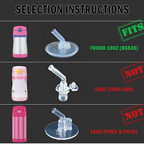 Greant 2 PCS Replacement Straws compatible with THERMOS FOOGO 10 OZ Bottles (Model BS535), Replacement Parts compatible with FOOGO 10 oz, Included 4 PCS Straws - Image 2