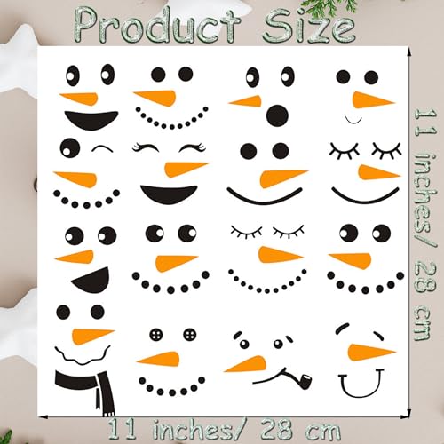 Acoavo Cute Snowman Face Stickers 32pcs Small Snowman Wall Decals Vinyl Snowman Faces Cup Stickers,Christmas Stickers for Snowman Face - Image 2