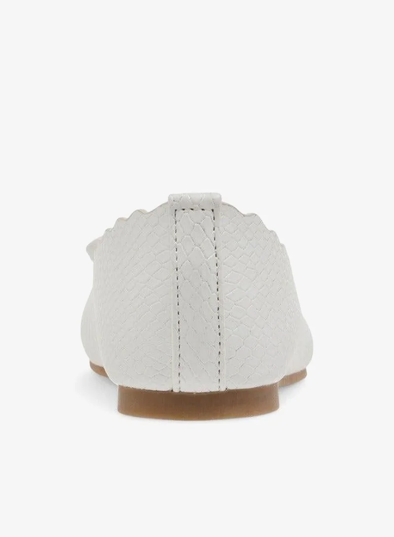 Little Missy WHITE Girls Bow Accent Slip-On Ballerina Shoes with Scallop Detail for Women | Best Price UAE