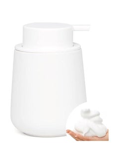 HOOKOR 13oz Soap Dispenser Ceramic with Easy-to-Press Pump Hand Lotion Dispenser for Shampoo Bathroom Kitchen (Foam-White)  - Image 1