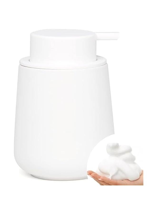 هوكور موزع صابون سيراميك سعة 13 اونصة مع مضخة سهلة الضغط وموزع لوشن اليد للشامبو والحمام والمطبخ (فوم - ابيض) - Image 1