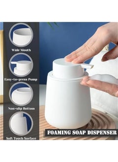 HOOKOR 13oz Soap Dispenser Ceramic with Easy-to-Press Pump Hand Lotion Dispenser for Shampoo Bathroom Kitchen (Foam-White)  - Image 4
