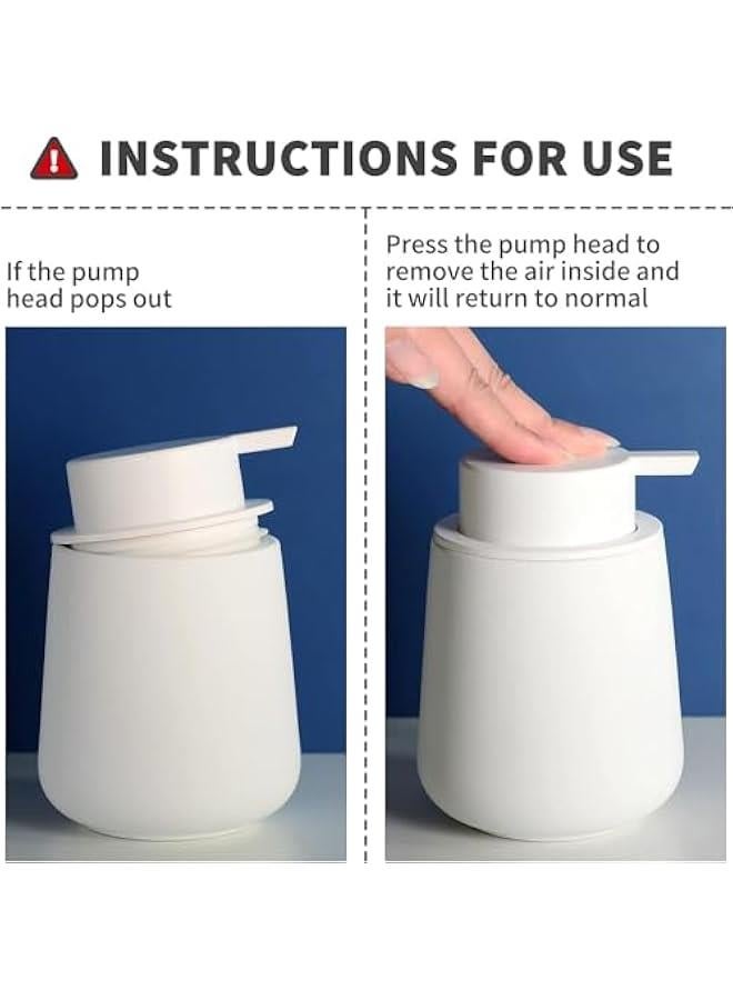 هوكور موزع صابون سيراميك سعة 13 اونصة مع مضخة سهلة الضغط وموزع لوشن اليد للشامبو والحمام والمطبخ (فوم - ابيض) - Image 5