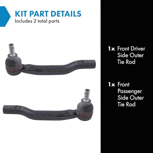 TRQ Front Outer Tie Rod Set Compatible with 2013-2018 Toyota Avalon 2012-2017 Camry - Image 2