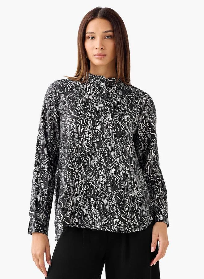 Splash FAV Regular Fit Printed Shirt with Mandarin Collar