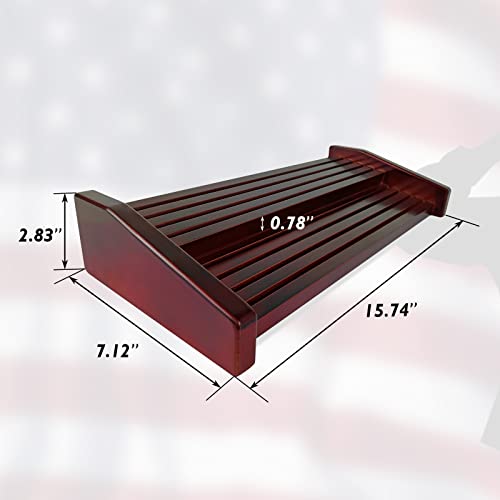 ASmileIndeep 8 Rows Military Challenge Coin Display Stand - Holds 60-70 Coins, Solid Wood Army Police Coin Rack Display Holder for Desktop, Mahogany - Image 3