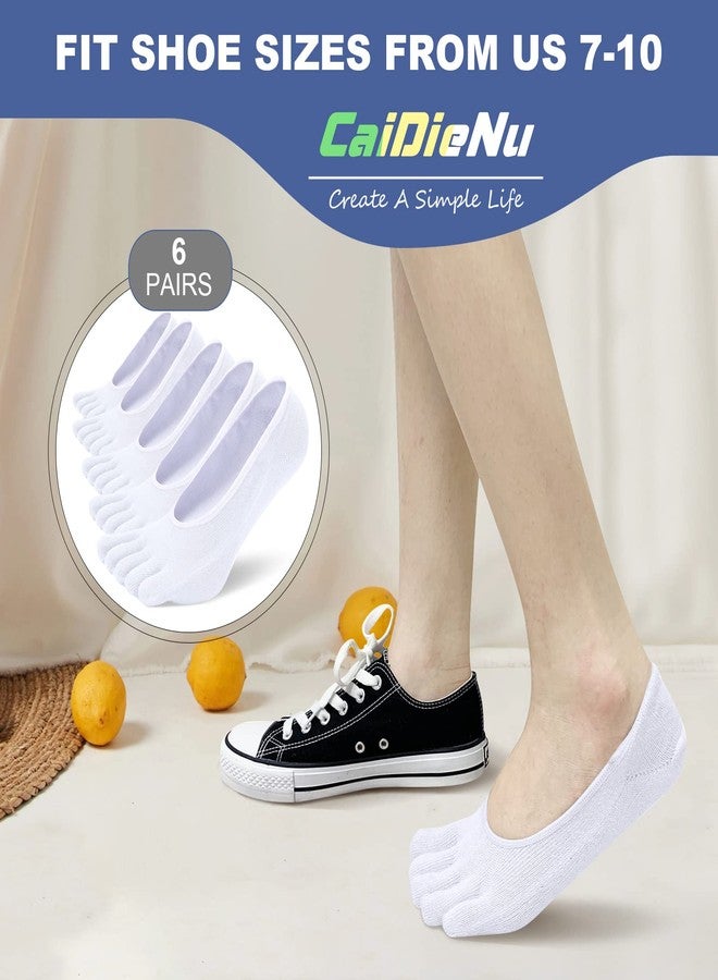 CaiDieNu No Show Toe Socks Women, Low Cut Five Fingers Cotton Running Athletic Invisible Boat Socks, 6 Pairs - Image 3