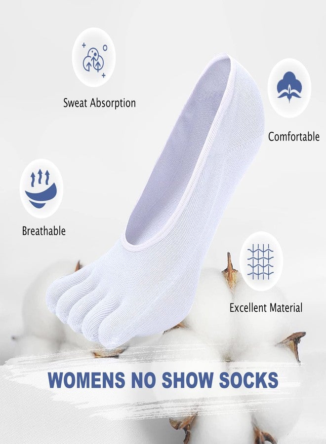 CaiDieNu No Show Toe Socks Women, Low Cut Five Fingers Cotton Running Athletic Invisible Boat Socks, 6 Pairs - Image 5