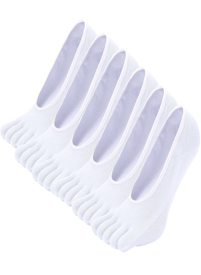 CaiDieNu No Show Toe Socks Women, Low Cut Five Fingers Cotton Running Athletic Invisible Boat Socks, 6 Pairs - Image 1