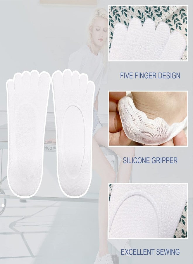 CaiDieNu No Show Toe Socks Women, Low Cut Five Fingers Cotton Running Athletic Invisible Boat Socks, 6 Pairs - Image 4