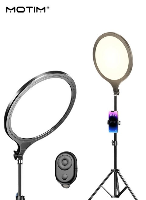 14.2 inch Ring Light, 82.7 inch (210CM) Tripod Stand with Remote Control & Phone Holder Kit, 6500k Dimmable, 186 LED Full-Screen LED Photography Light, Selfie Light Kit for Video Shooting/Meetings/Podcast/TikTok/Live Streaming