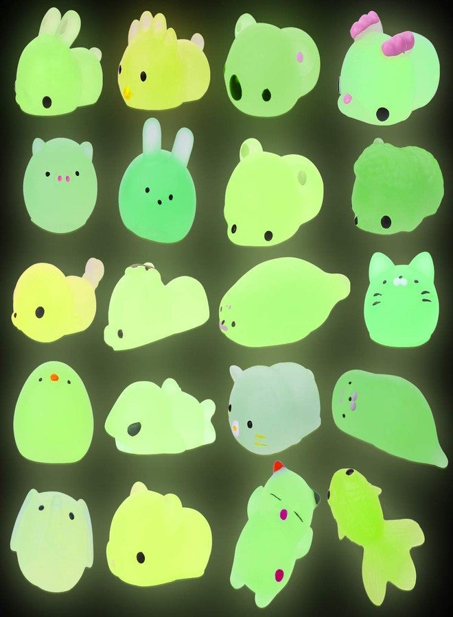 LEEHUR 2nd Generation 20pcs Mochi Glitter Squishies Animals Toys Kids Party Favor Glow in The Darkness Squeeze Squishy Kawaii Sensory Stress Anxiety Reliever - Image 3